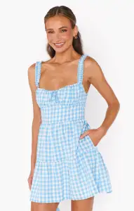 Rosie Mini Dress ~ Blue Cottage Gingham(XS)