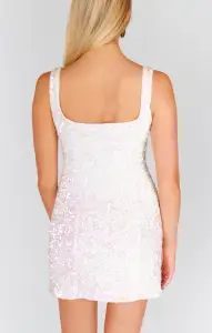 Lets Go Mini Dress ~ White Iridescent Sequins(XXS)