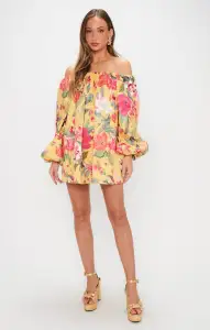 Brenna Mini Dress ~ Mimosa Floral Taffeta(XS)