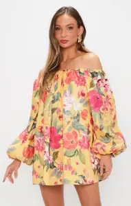 Brenna Mini Dress ~ Mimosa Floral Taffeta(XS)