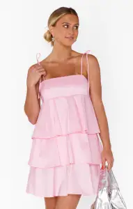 Meet Cute Mini Dress ~ Light Pink Taffeta(XS)