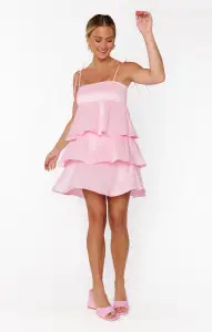 Meet Cute Mini Dress ~ Light Pink Taffeta(XS)