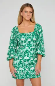 Tamara Tie Back Dress ~ Tiki Palms(XS)