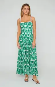 Hepburn Midi Dress ~ Tiki Palms(XS)
