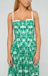 Hepburn Midi Dress ~ Tiki Palms(XS)