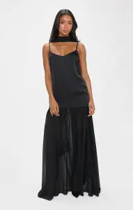 Dalia Maxi Dress ~ Black Luxe Satin(XXS)