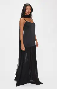 Dalia Maxi Dress ~ Black Luxe Satin(XXS)