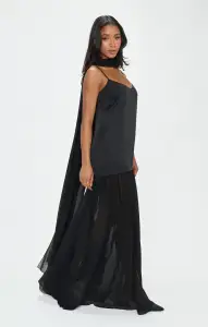 Dalia Maxi Dress ~ Black Luxe Satin(XXS)