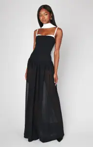 Hepburn Maxi Dress ~ Black Tie Colorblock(XS)
