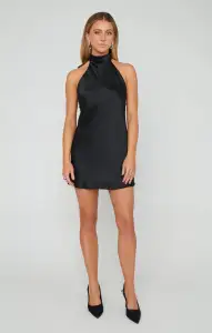 Lisa Mini Dress ~ Black Luxe Satin(XS)