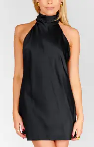 Lisa Mini Dress ~ Black and White Luxe Satin(XS)