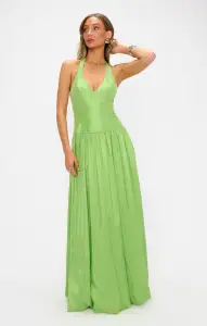 Eliza Maxi Dress ~ Key Lime Light Taffeta(XS)