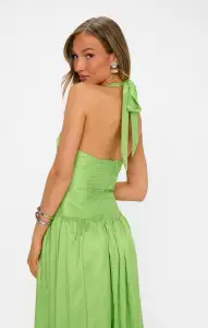 Eliza Maxi Dress ~ Key Lime Light Taffeta(XS)