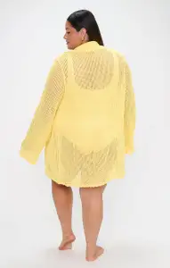 Button Up Coverup ~ Yellow Crochet(XS)