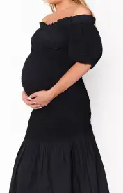 Rom Com Midi Dress ~ Black Texture Stretch(XS)