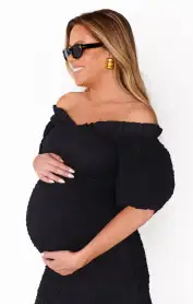Rom Com Midi Dress ~ Black Texture Stretch(XS)