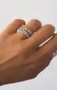 Luv AJ Bezel Emerald Ballier Ring ~ 14K Gold Plated