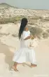 Rom Com Midi Dress ~ White Texture Stretch(XXS)