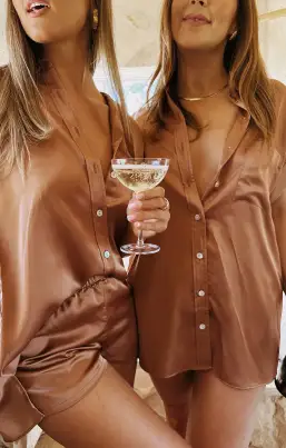 Best Day Button Up ~ Copper Luxe Satin(XXS)