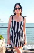 Dolled Up Mini Dress ~ Black and White Barbie™ Stripe(XS)