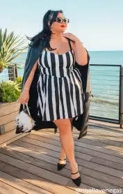 Dolled Up Mini Dress ~ Black and White Barbie™ Stripe(XS)