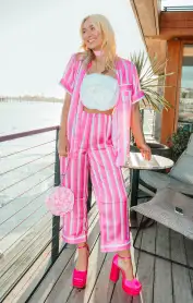 Girls Night PJ Set ~ DreamHouse™ Stripe Satin(XS)