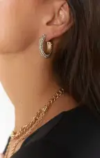 Nell Rhinestone Hoop Earrings ~ Gold