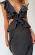 Zoey Midi Dress ~ Black Luxe Satin(XXS)