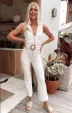 Jacksonville Cropped Jumpsuit ~ Pearly White(XS)