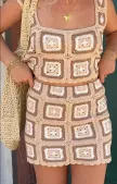 Virgo Crop Top ~ Tan Square Crochet(XS)