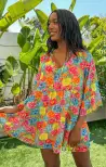 Viola Mini Dress ~ Bright Floral Soiree(XS)