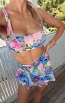 Hot Tub Top ~ Flower Shop Rib Scrunch(XS)