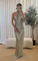 Jasmine Halter Maxi Dress ~ Moss Green Luxe Satin(XXS)