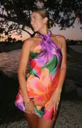 Jasmine Halter Mini Dress ~ Water Lily(XS)