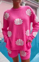 Go To Sweater ~ Hot Pink Shell Knit(XS)