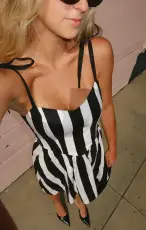 Dolled Up Mini Dress ~ Black and White Barbie™ Stripe(XS)