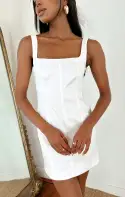 Camille Mini Dress ~ White Taffeta(XXS)