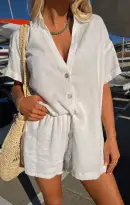 Parker Button Down ~ White Linen