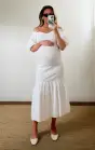 Rom Com Midi Dress ~ White Texture Stretch(XXS)