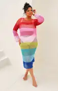 Paula Midi Coverup ~ Stripe Crochet(XS)