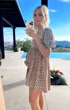 Smitten Babydoll Dress ~ Brown Gingham(XS)