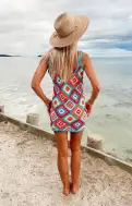 Libra Coverup Dress ~ Multi Square Crochet(XS)