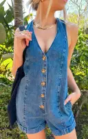 San Diego Romper ~ Overcast Blue(XS)