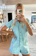 Cannon Romper ~ Spring Blue Denim