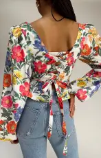 Lover Top ~ Charm Peony White Taffeta(XS)