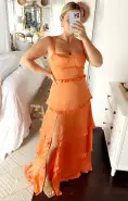 Lady Corset Dress ~ Cantaloupe Luxe Satin(XS)