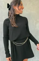 Tammy Turtleneck Dress ~ Winter Rib Black(XS)
