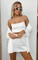 All Night Skort ~ Ivory Luxe Satin(XS)