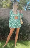 Waikiki Top ~ Tiki Palms Contour Scrunch(XS)