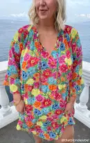 Viola Mini Dress ~ Bright Floral Soiree(XS)